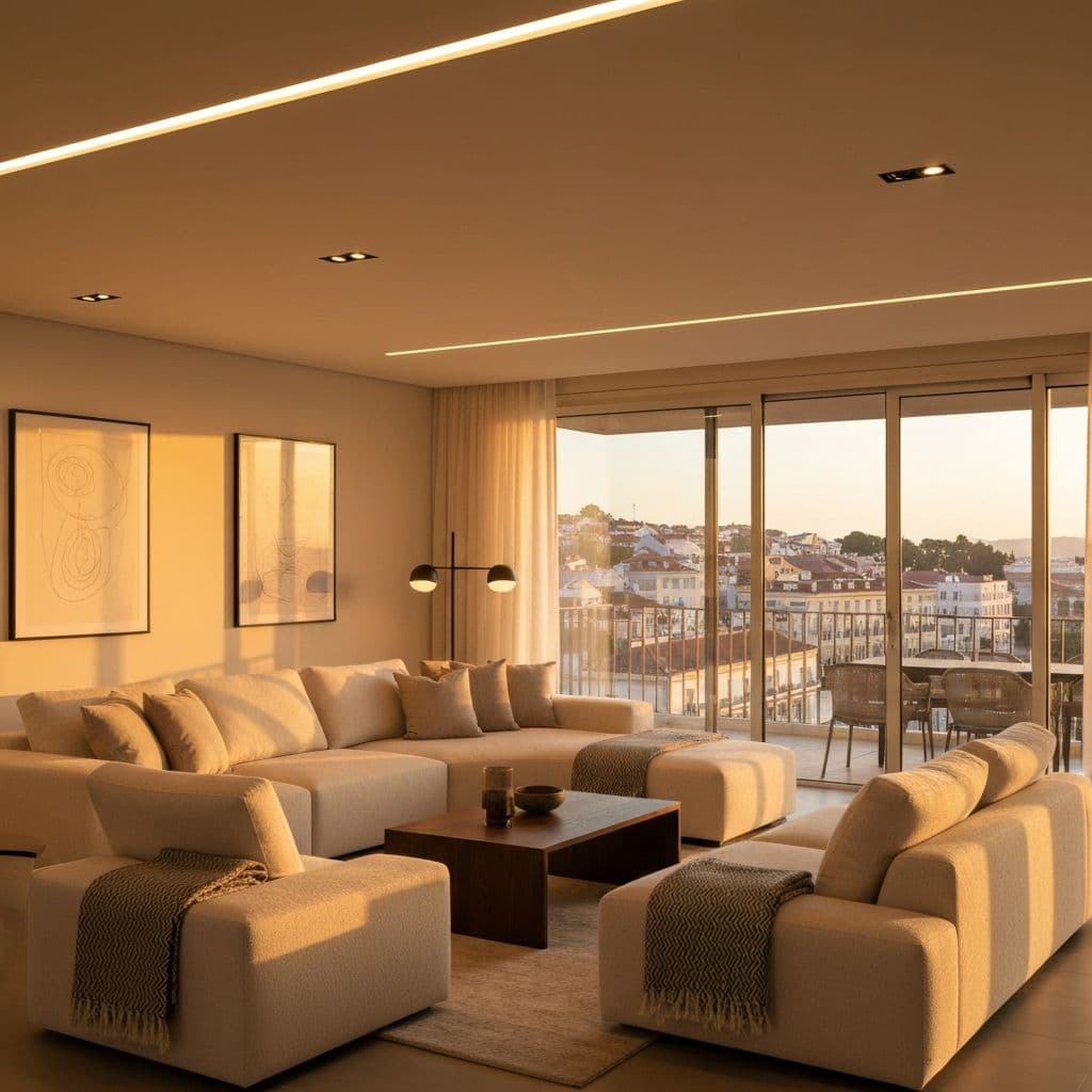 Sala de luxo com iluminação design